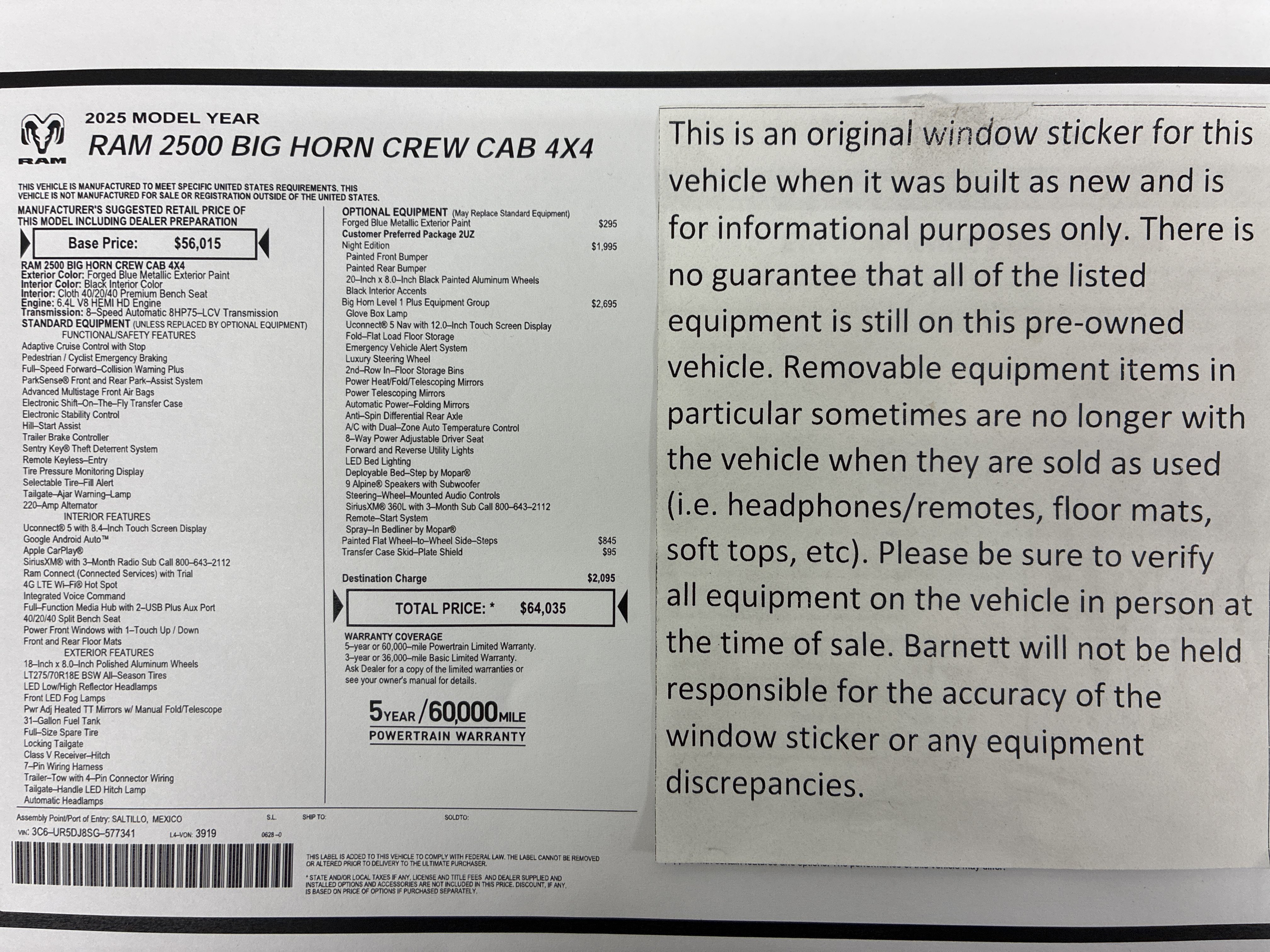 Certified 2025 RAM 2500 Big Horn AWD/4WD image 2