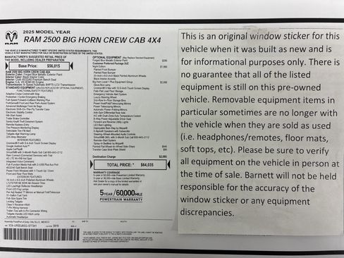 Certified 2025 RAM 2500 Big Horn AWD/4WD image 2