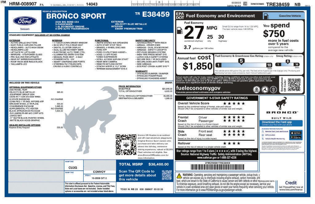 New 2026 Ford Bronco Sport Big Bend w/ Convenience Package AWD/4WD image 6