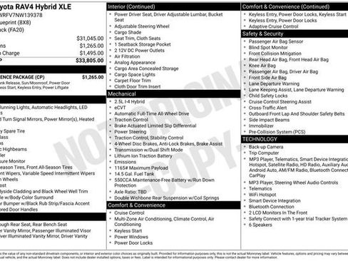 Used 2022 Toyota RAV4 XLE w/ Convenience Package AWD/4WD image 9