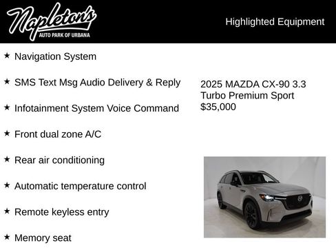 Used 2025 MAZDA CX-90 3.3 Turbo w/ Premium Sport Pkg image 10