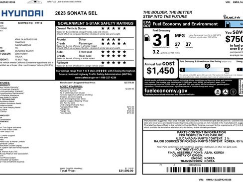 Used 2023 Hyundai Sonata SEL w/ Convenience Package FWD image 52
