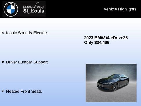 Used 2023 BMW i4 eDrive35 w/ Premium Package RWD image 16