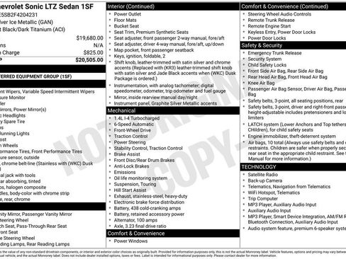 Used 2015 Chevrolet Sonic LTZ FWD image 35