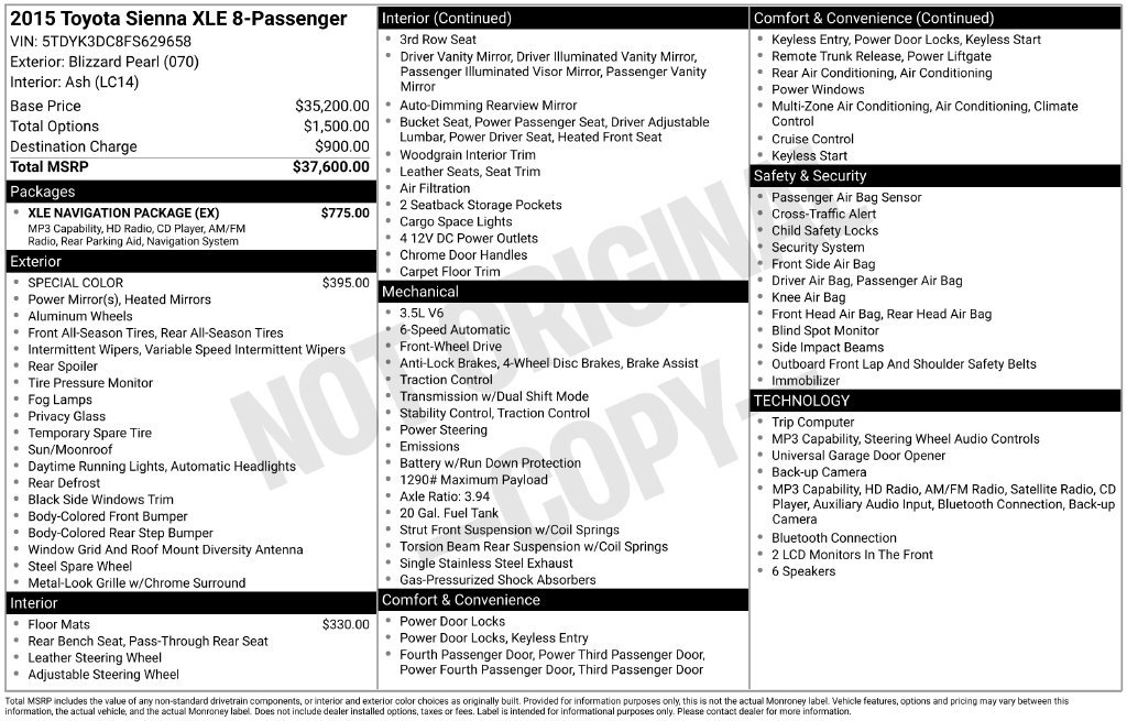 Used 2015 Toyota Sienna XLE w/ XLE Navigation Package FWD image 18