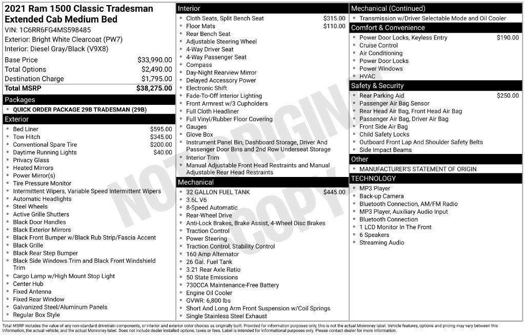 Used 2021 RAM 1500 Tradesman RWD image 6