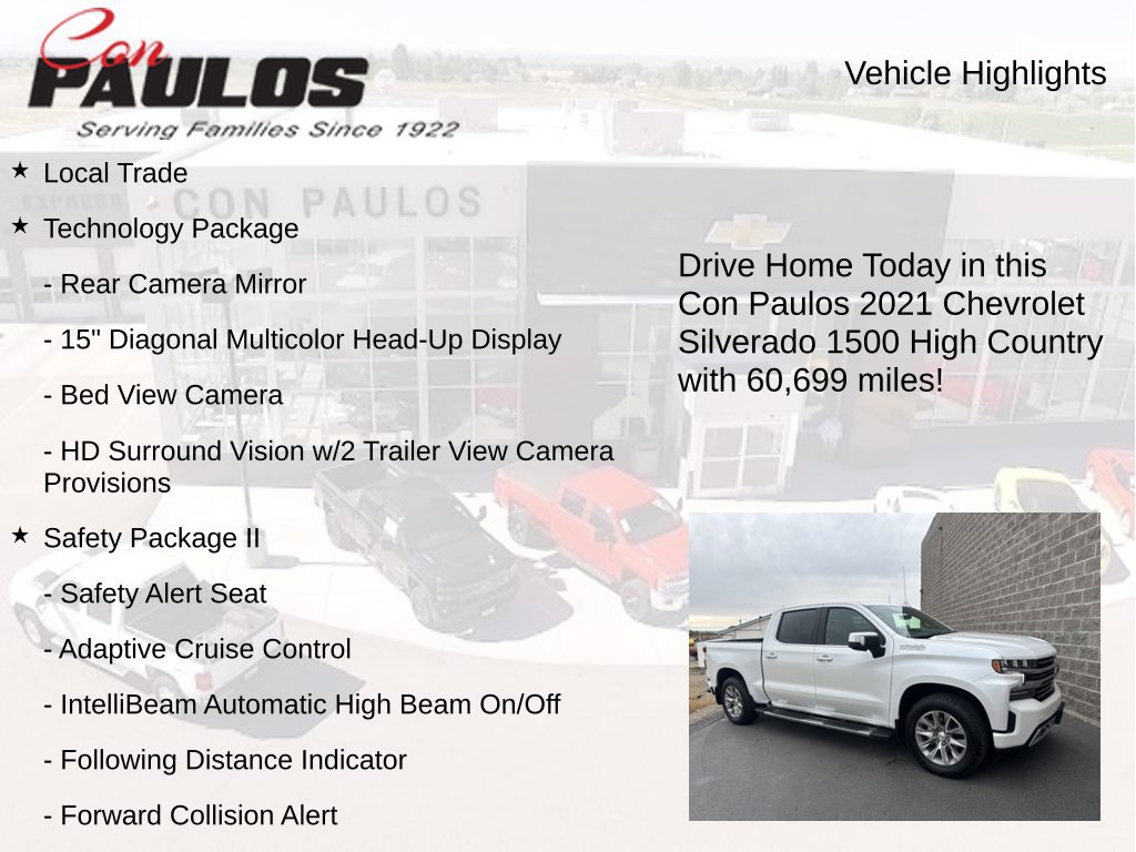 Used 2021 Chevrolet Silverado 1500 High Country w/ Technology Package AWD/4WD image 7