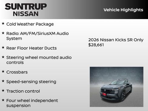 New 2026 Nissan Kicks SR w/ Cold Weather Package AWD/4WD image 8