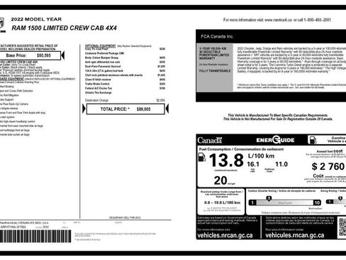 Used 2022 RAM 1500 Limited w/ Body-Colour Bumper Group AWD/4WD image 2