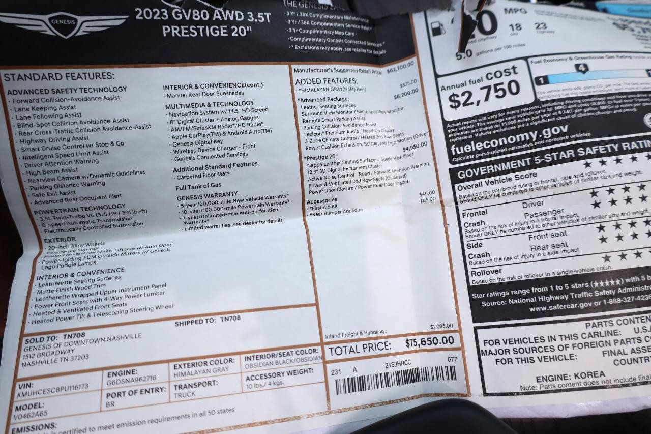 Used 2023 Genesis GV80 3.5T AWD/4WD image 16