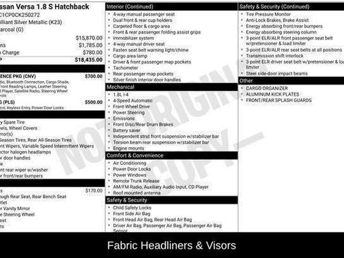 Used 2012 Nissan Versa 1.8 S w/ Convenience Pkg image 16