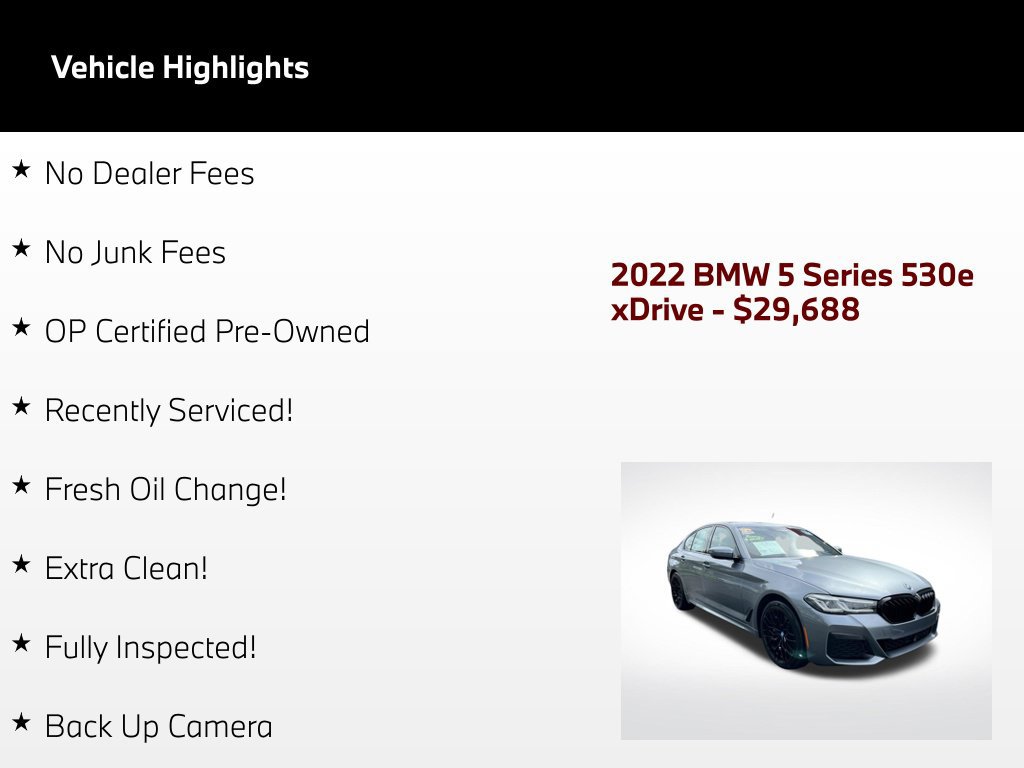 Used 2022 BMW 530e xDrive w/ Premium Package AWD/4WD image 84