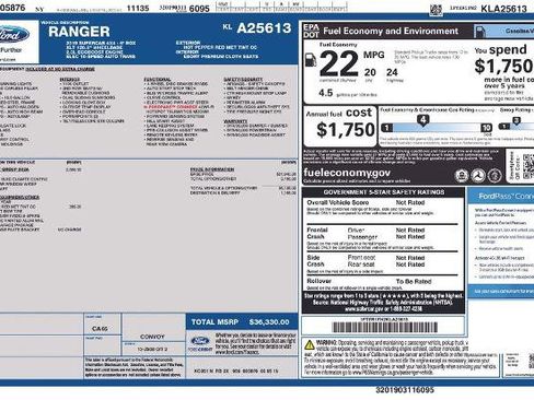 Certified 2019 Ford Ranger XLT w/ Equipment Group 302A Luxury image 36