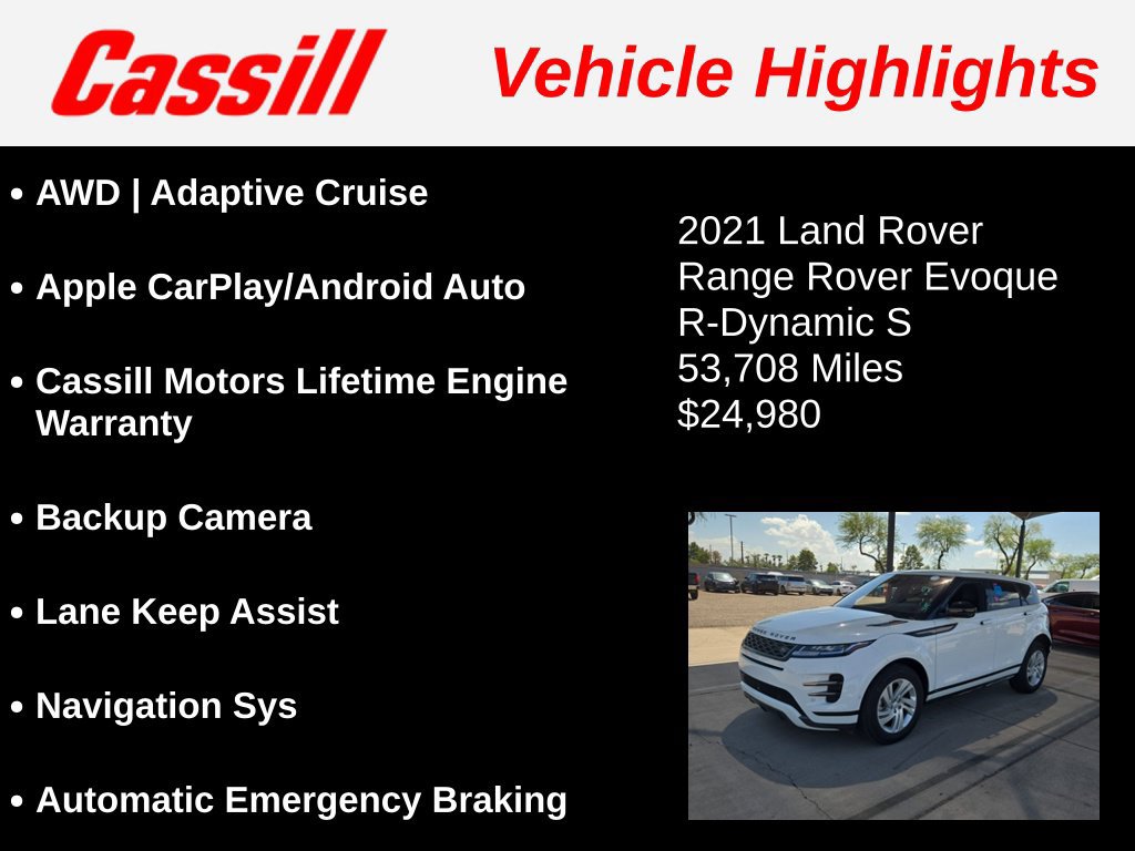 Used 2021 Land Rover Range Rover Evoque R-Dynamic S AWD/4WD image 3