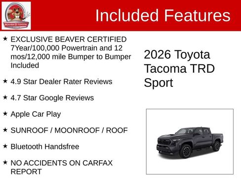 Used 2026 Toyota Tacoma TRD Sport w/ TRD Sport Premium Package AWD/4WD image 4