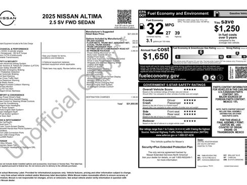 Used 2025 Nissan Altima 2.5 SV w/ SV Premium Package FWD image 48