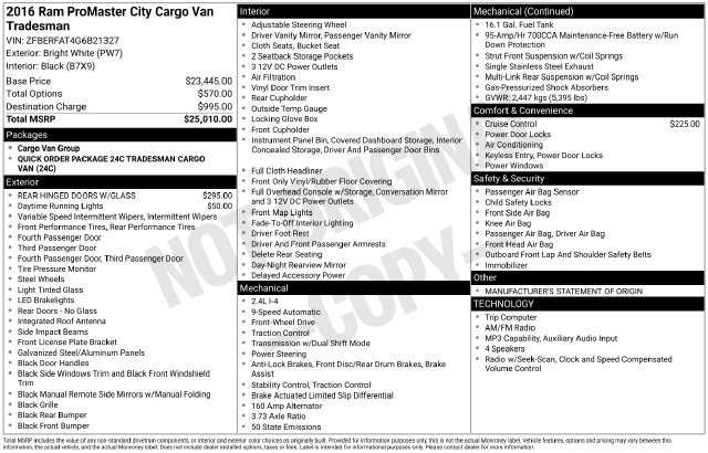 Used 2016 RAM ProMaster City Tradesman FWD image 9