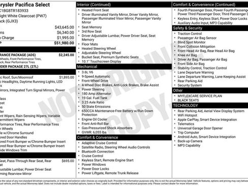 New 2026 Chrysler Pacifica Select w/ S Appearance Package image 6