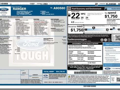 Used 2019 Ford Ranger Lariat w/ Equipment Group 501A Mid AWD/4WD image 34