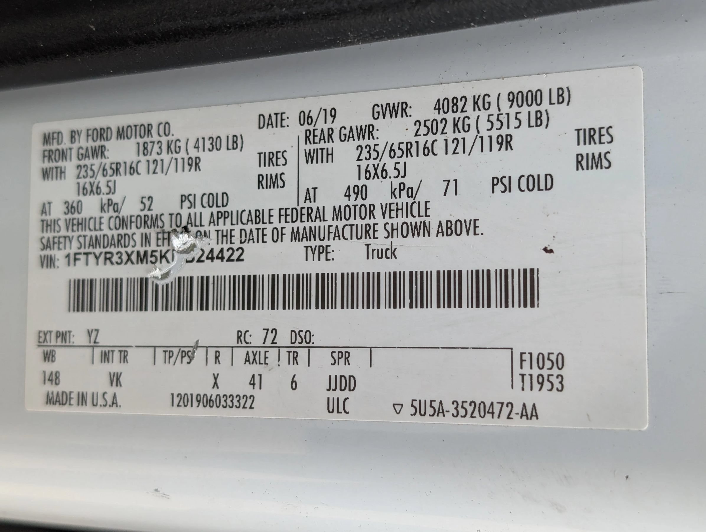 Used 2019 Ford Transit 250 148 High Roof Extended RWD image 38