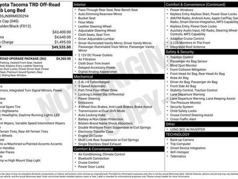 Certified 2024 Toyota Tacoma TRD Off-Road w/ TRD Off Road Upgrade Package AWD/4WD image 2