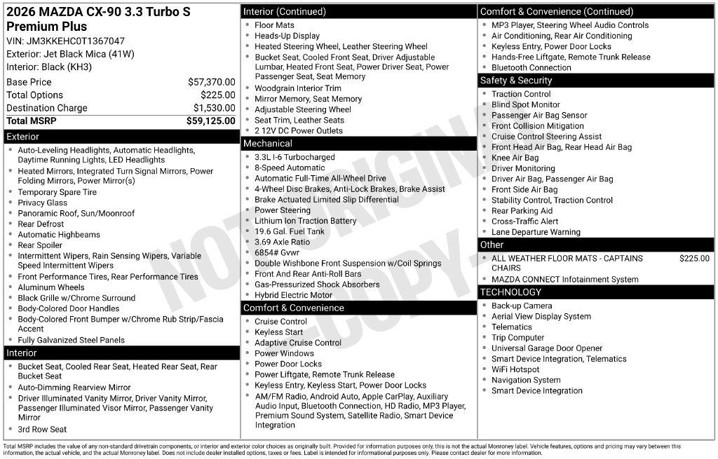 New 2026 MAZDA CX-90 3.3 Turbo S w/ Premium Plus AWD/4WD image 6