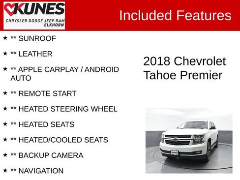 Used 2018 Chevrolet Tahoe Premier w/ RST 6.2L Performance Edition AWD/4WD image 3
