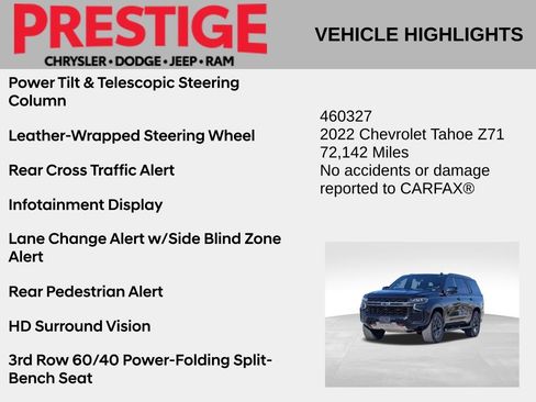 Used 2022 Chevrolet Tahoe Z71 w/ Z71 Off-Road Package AWD/4WD image 10