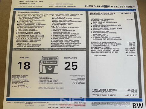 Used 2002 Chevrolet Corvette Convertible w/ Preferred Equipment Group2 RWD image 55