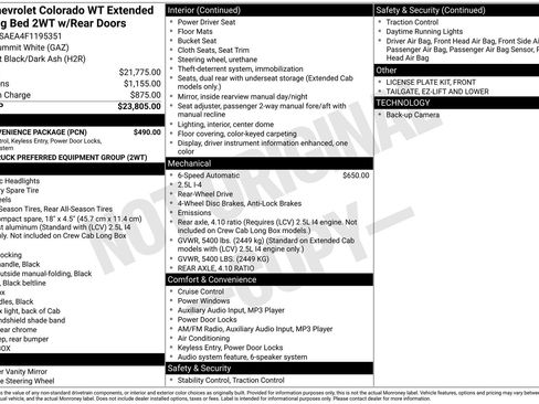 Used 2015 Chevrolet Colorado W/T w/ WT Convenience Package image 1