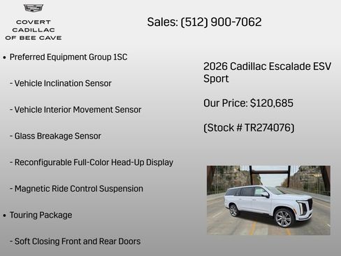 New 2026 Cadillac Escalade ESV Sport w/ Touring Package AWD/4WD image 18