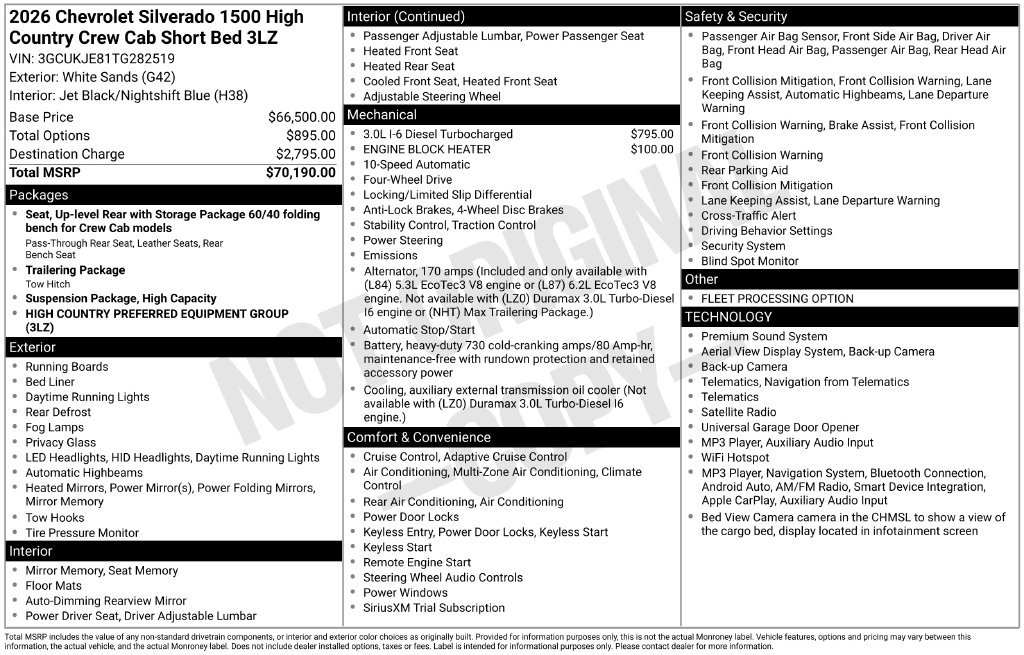 Used 2026 Chevrolet Silverado 1500 High Country AWD/4WD image 18