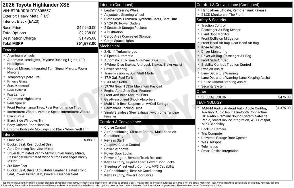 Used 2026 Toyota Highlander XSE AWD/4WD image 7