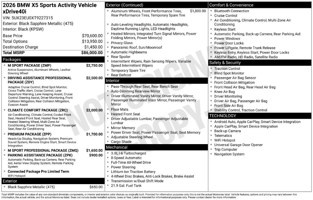 Used 2026 BMW X5 xDrive40i w/ M Sport Package AWD/4WD image 6
