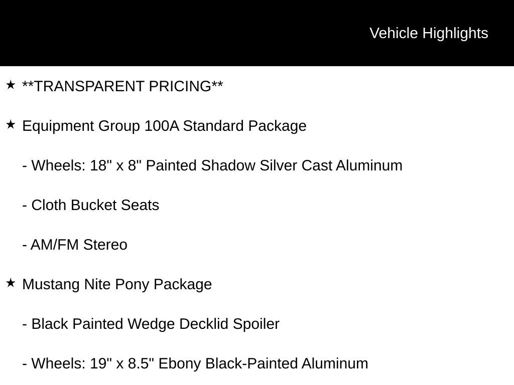New 2026 Ford Mustang Coupe w/ Mustang Nite Pony Package RWD image 6