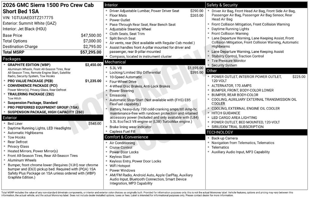 Used 2026 GMC Sierra 1500 Pro w/ Graphite Edition AWD/4WD image 3