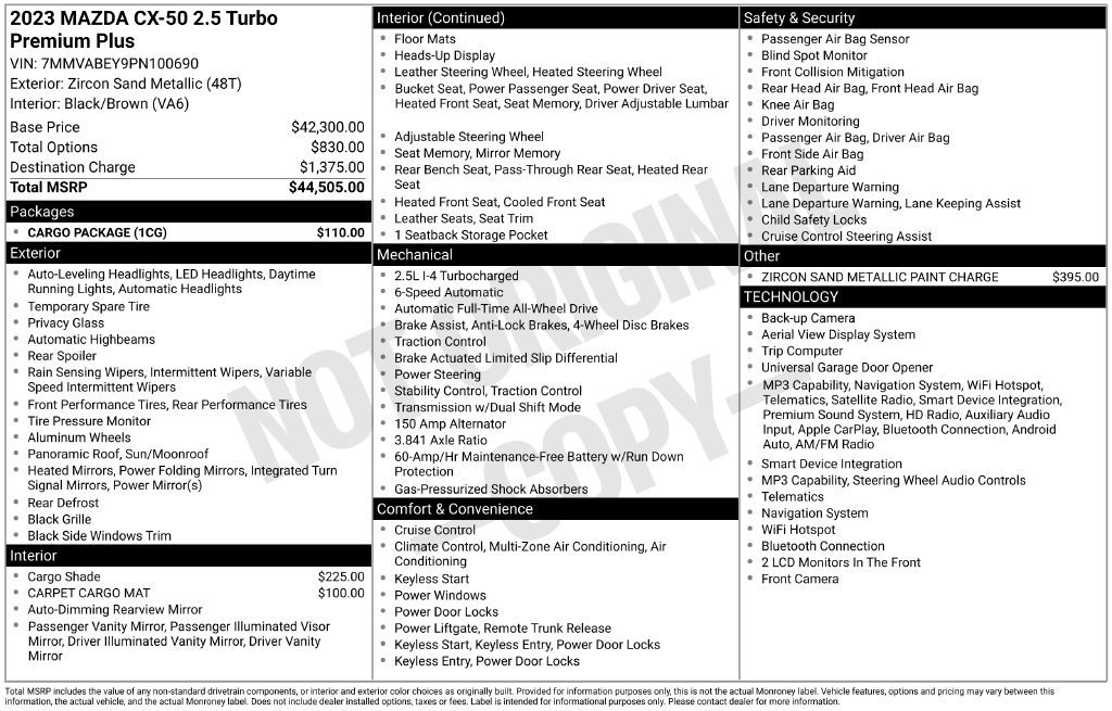 Certified 2023 MAZDA CX-50 2.5 Turbo w/ Cargo Package AWD/4WD image 12