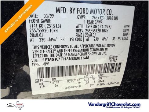 Used 2022 Ford Explorer Limited w/ Equipment Group 301A RWD image 29