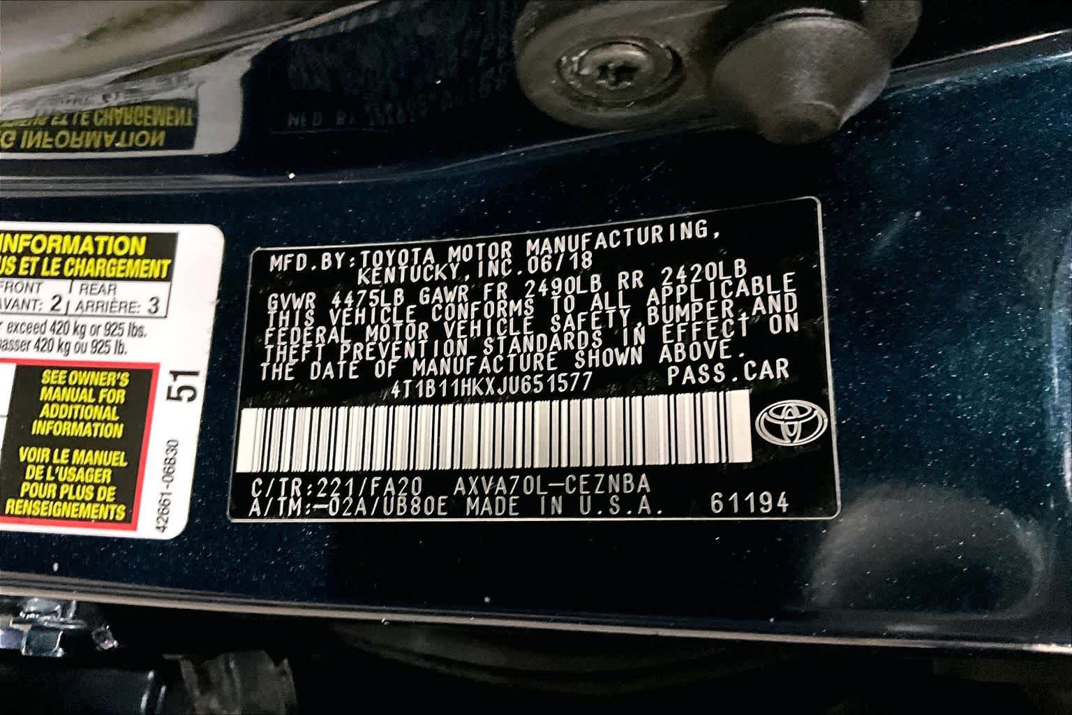 Certified 2018 Toyota Camry LE FWD image 32