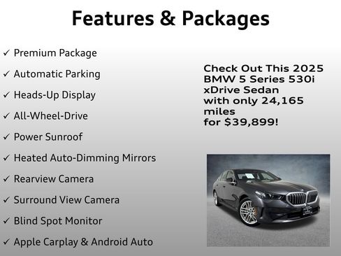 Used 2025 BMW 530i xDrive w/ Premium Package AWD/4WD image 4
