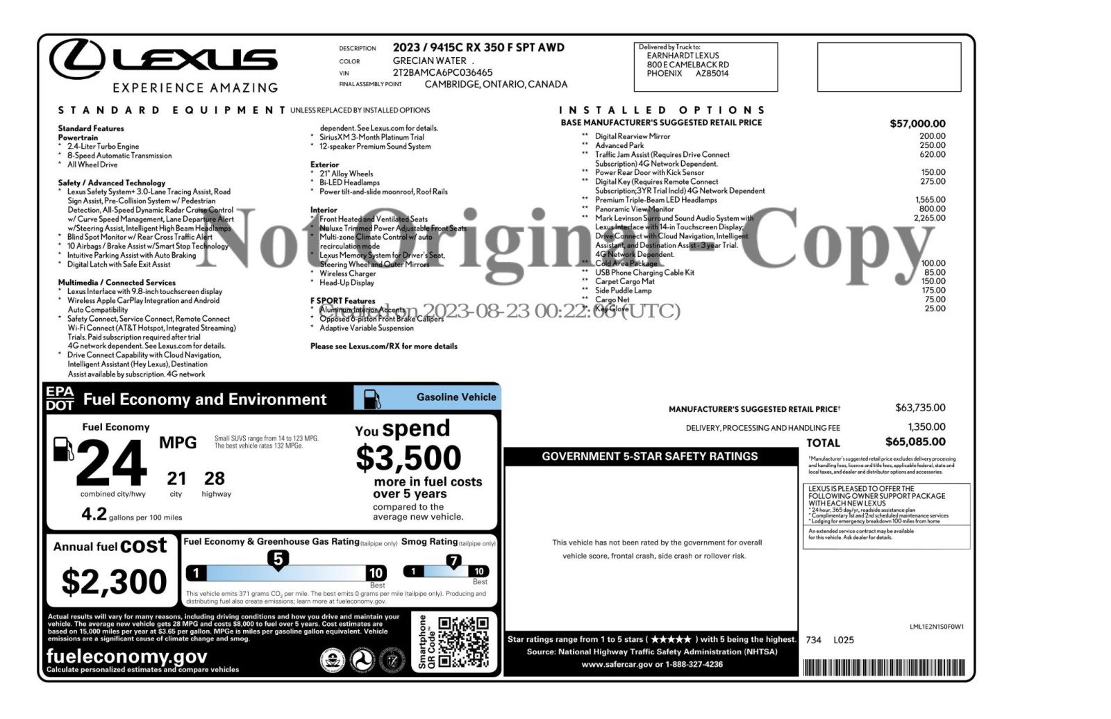 Used 2023 Lexus RX 350 F Sport w/ Cold Area Package AWD/4WD image 56