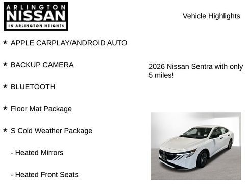 New 2026 Nissan Sentra S w/ S Cold Weather Package FWD image 8