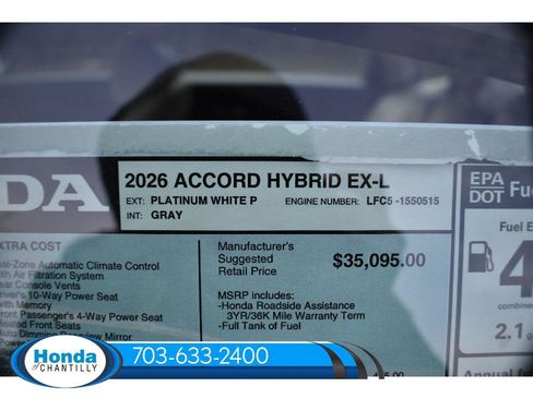 New 2026 Honda Accord Hybrid EX-L image 38