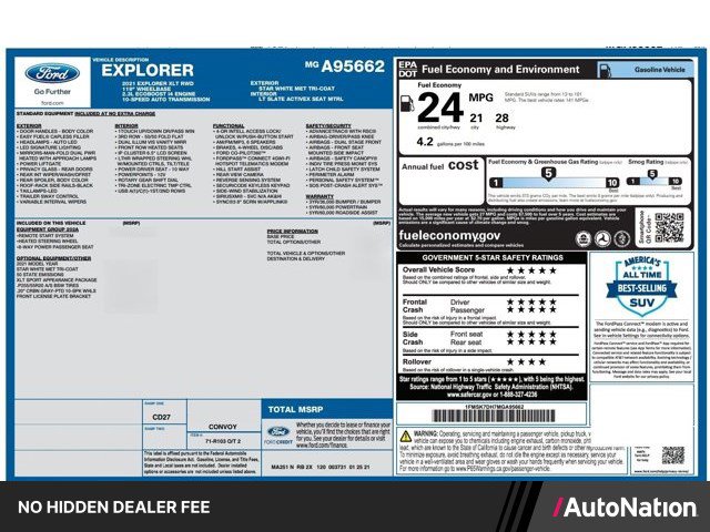 Used 2021 Ford Explorer XLT w/ Equipment Group 202A RWD image 1