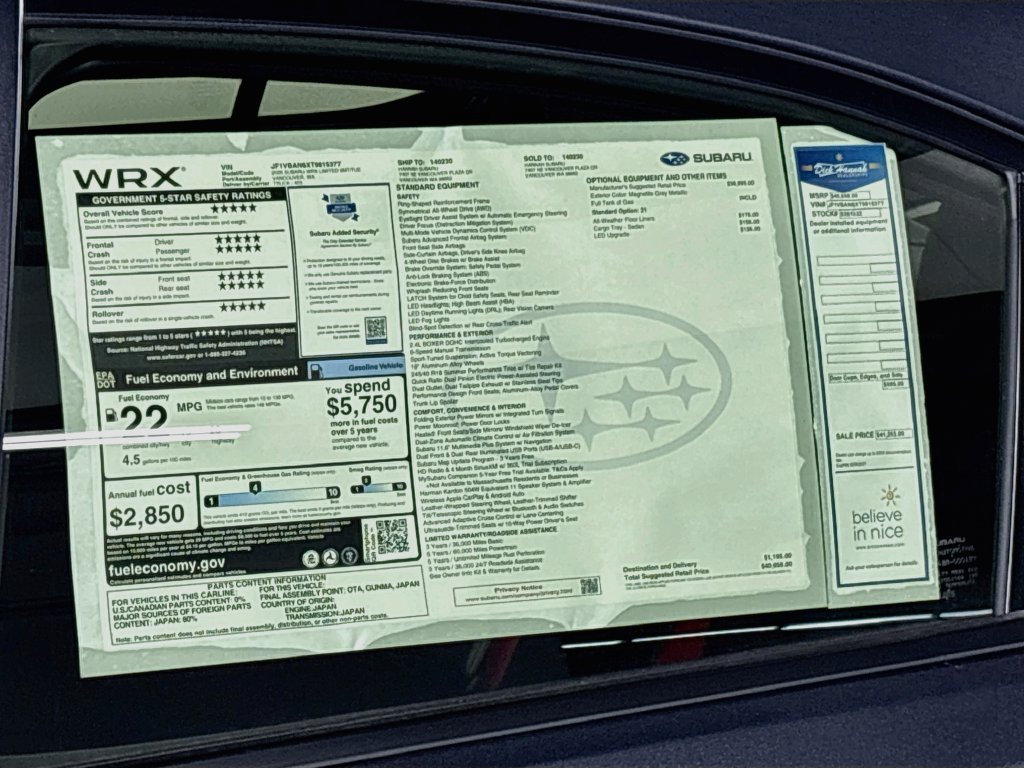 New 2026 Subaru WRX Limited AWD/4WD image 24