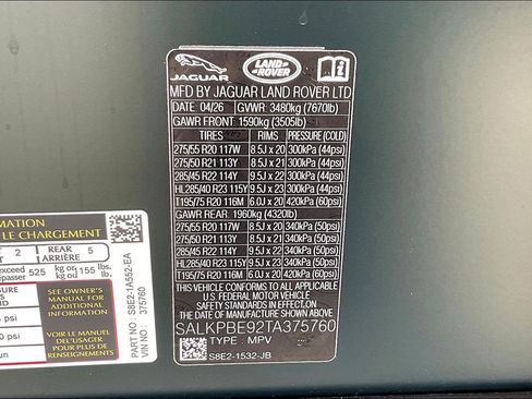 New 2026 Land Rover Range Rover Long Wheelbase SE AWD/4WD image 15