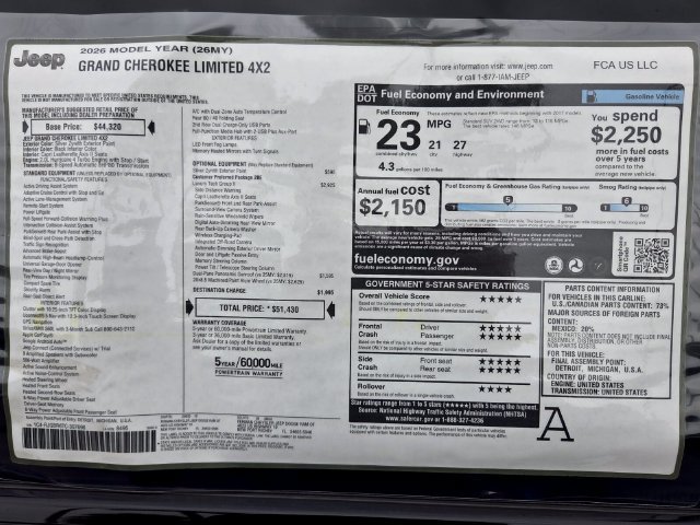 New 2026 Jeep Grand Cherokee Limited w/ Luxury Tech Group II RWD image 3