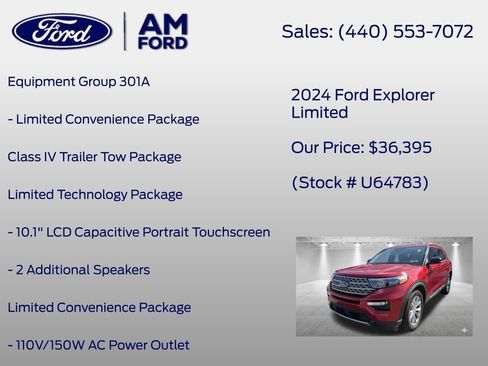 Certified 2024 Ford Explorer Limited w/ Limited Technology Package AWD/4WD image 6
