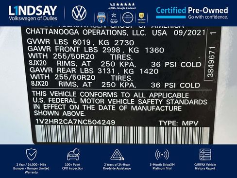 Certified 2022 Volkswagen Atlas SE image 28