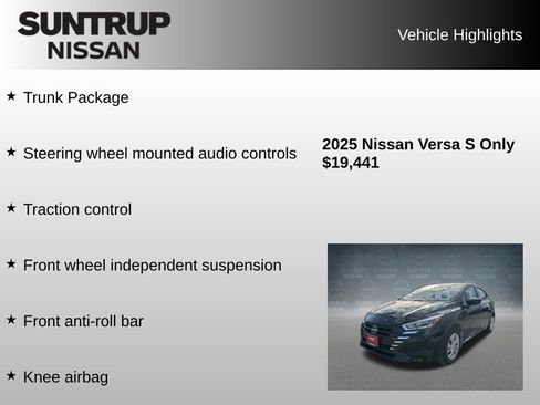 Used 2025 Nissan Versa S w/ Trunk Package FWD image 8